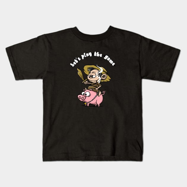 pig rider Kids T-Shirt by KAWULA